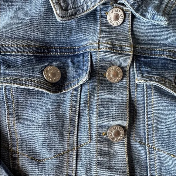 Girls My Little Pony Denim Jean Jacket Unicorn Pegasus Graphic Kids Blue Coat - Picture 8 of 11